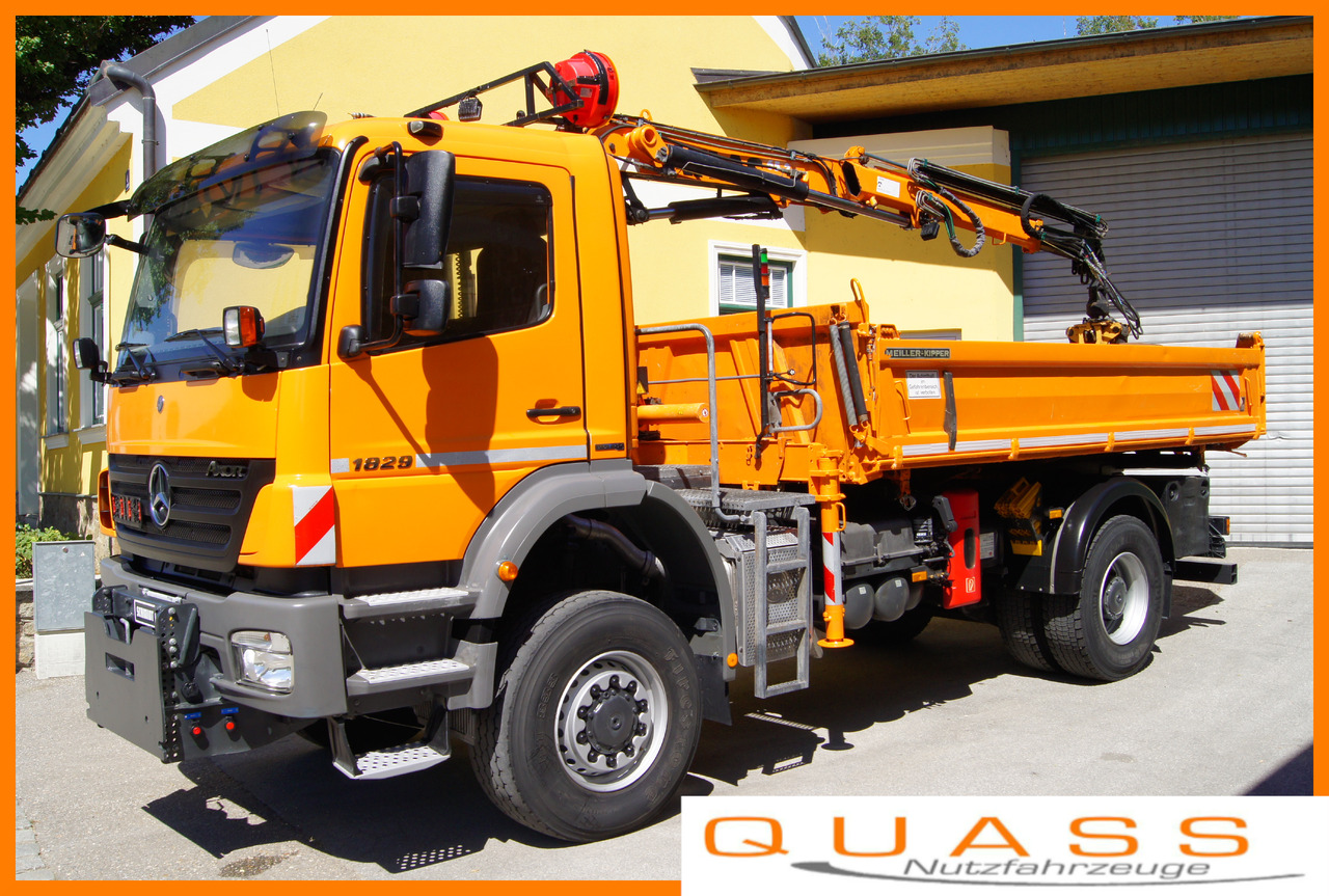 MERCEDES-BENZ AXOR 1829 4x4/EURO 5/ATLAS 65.2/MEILLER/Winterdienst - Damperli kamyon, Vinçli kamyon: fotoğraf 1 MERCEDES-BENZ AXOR 1829 4x4/EURO 5/ATLAS 65.2/MEILLER/Winterdienst - Damperli kamyon, Vinçli kamyon: fotoğraf 1