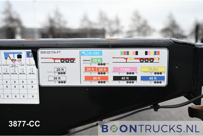 Konteynır taşıyıcı/ Yedek karoser dorse D-Tec FLEXITRAILER LS | 2x20-30-40-45ft HC * 2x LIFT AXLE * BPW / DISC * 2x EXTENDABLE: fotoğraf 14