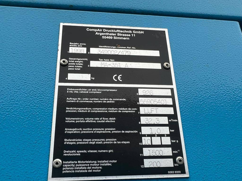 Compair MA-351 A - Hava kompresörü: fotoğraf 2 Compair MA-351 A - Hava kompresörü: fotoğraf 2